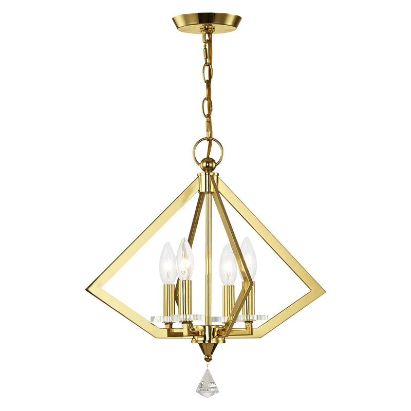 Diamond 4-Light Chandelier in Polished Brass
