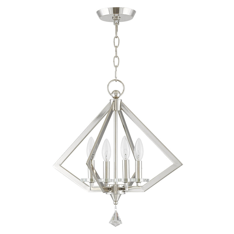 Diamond 4-Light Chandelier in Polished Nickel