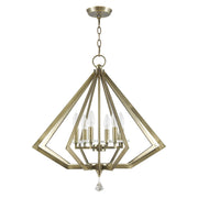 Diamond 6-Light Chandelier in Antique Brass