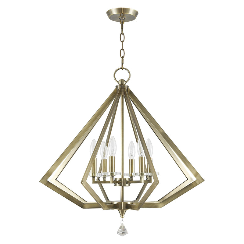 Diamond 6-Light Chandelier in Antique Brass