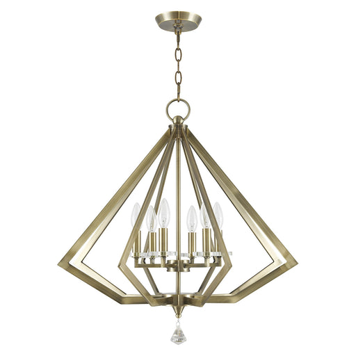 Diamond 6-Light Chandelier in Antique Brass