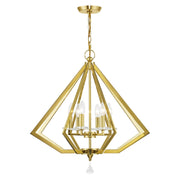 Diamond 6-Light Chandelier in Polished Brass