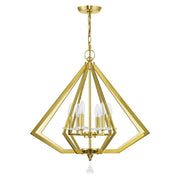 Diamond 6-Light Chandelier in Polished Brass