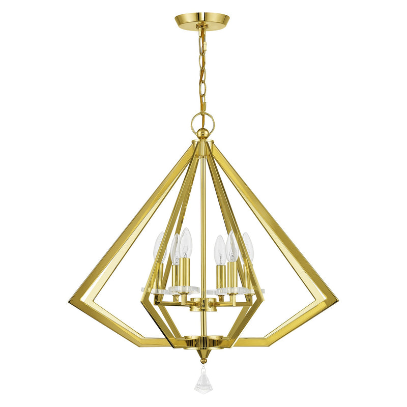 Diamond 6-Light Chandelier in Polished Brass