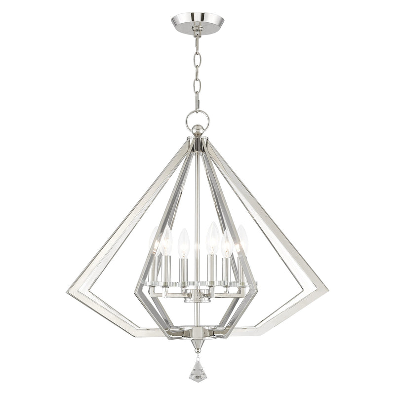 Diamond 6-Light Chandelier in Polished Nickel