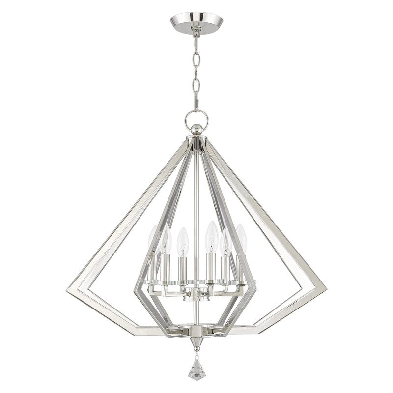 Diamond 6-Light Chandelier in Polished Nickel