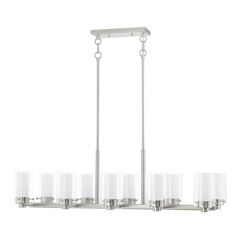 Manhattan 10-Light Linear Chandelier in Brushed Nickel