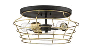 Thatcher 3 Light 16.5" Flushmount in Flat Black/Satin Brass
