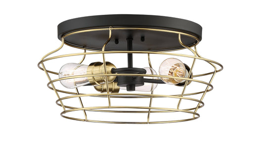 Thatcher 3 Light 16.5" Flushmount in Flat Black/Satin Brass