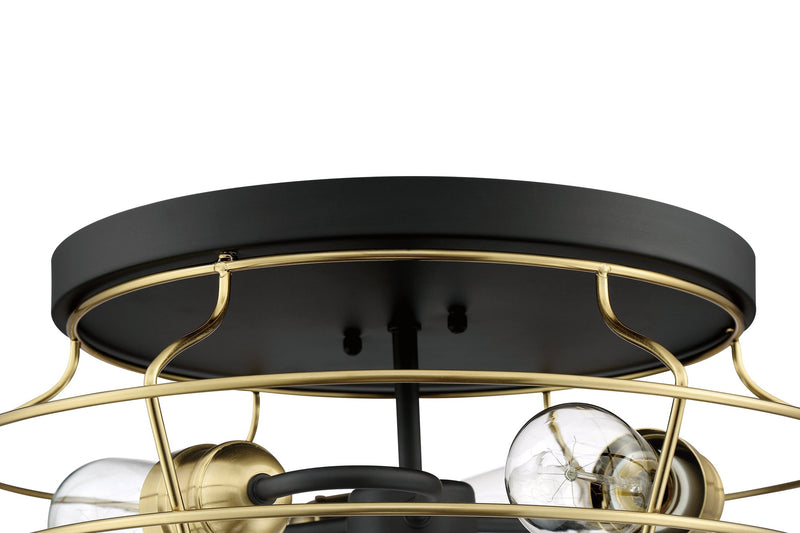 Thatcher 3 Light 16.5" Flushmount in Flat Black/Satin Brass