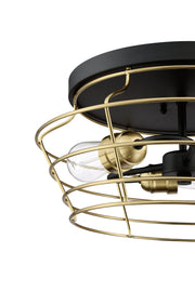 Thatcher 3 Light 16.5" Flushmount in Flat Black/Satin Brass