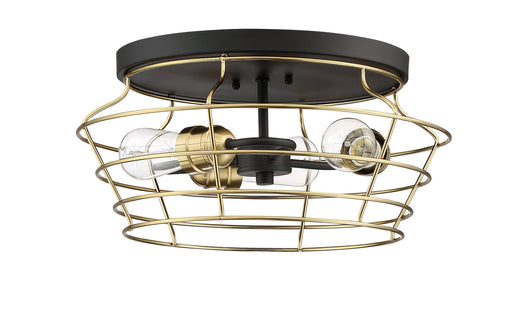 Thatcher 3 Light 16.5" Flushmount in Flat Black/Satin Brass