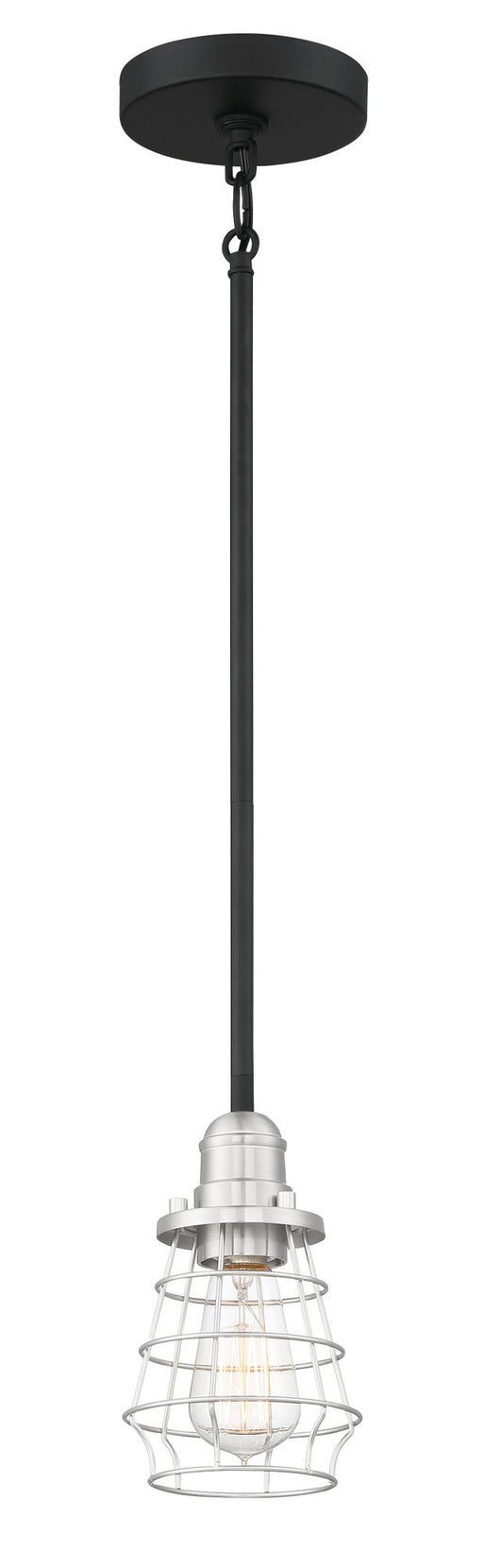 Thatcher 1 Light 5" Mini Pendant in Flat Black/Brushed Polished Nickel