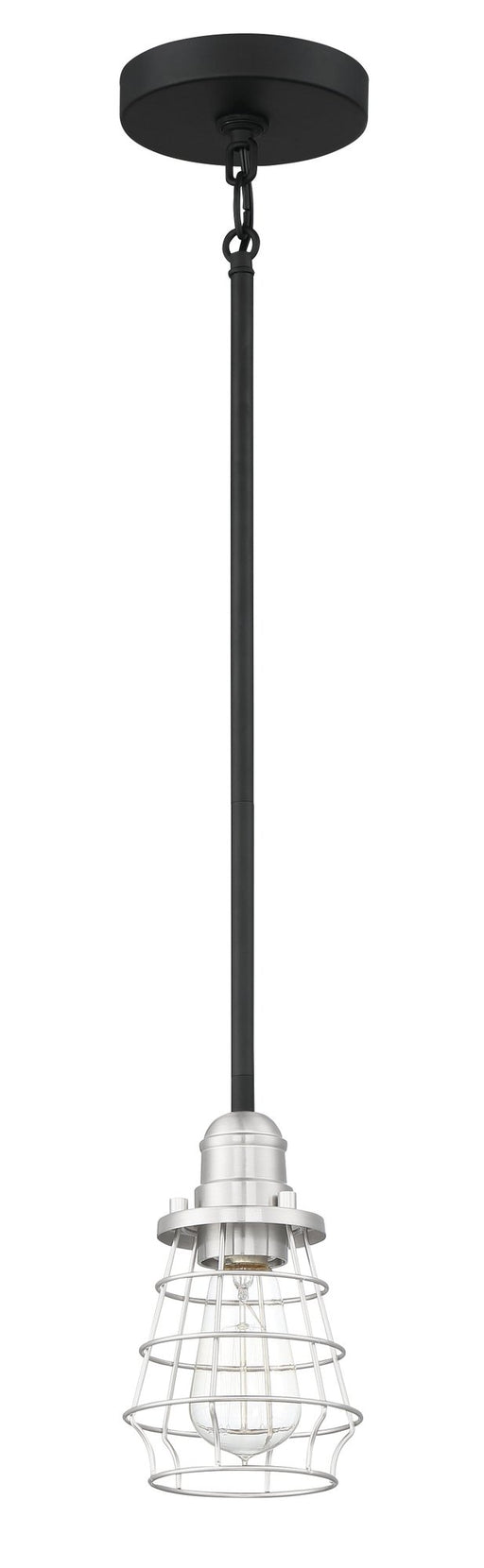 Thatcher 1 Light 5" Mini Pendant in Flat Black/Brushed Polished Nickel