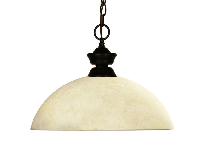 Shark 1 Light Pendant in Bronze with Golden Mottle Glass