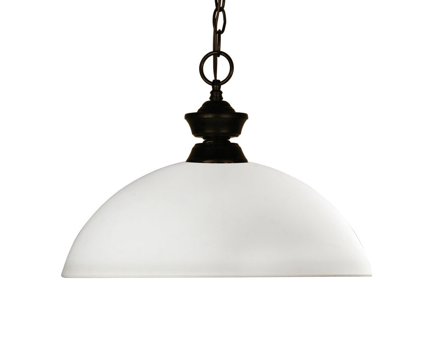 Shark 1 Light Pendant in Bronze with Matte Opal Glass
