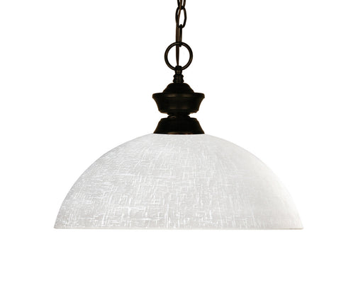 Shark 1 Light Pendant in Bronze with White Linen Glass