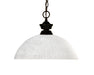 Shark 1 Light Pendant in Bronze with White Linen Glass