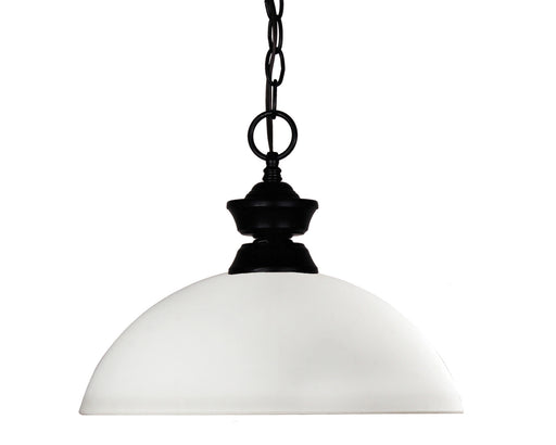 Shark 1 Light Pendant in Matte Black with Matte Opal Glass