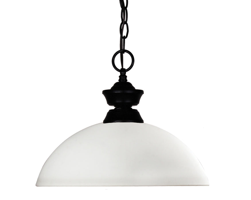 Shark 1 Light Pendant in Matte Black with Matte Opal Glass