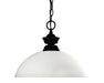 Shark 1 Light Pendant in Matte Black with Matte Opal Glass