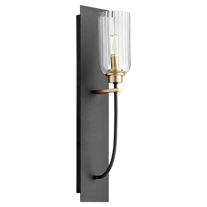 Espy 1 Light Wall Sconce in Textured Black / Aged Brass