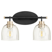 Espy 2 Light Vanity in Textured Black / Aged Brass