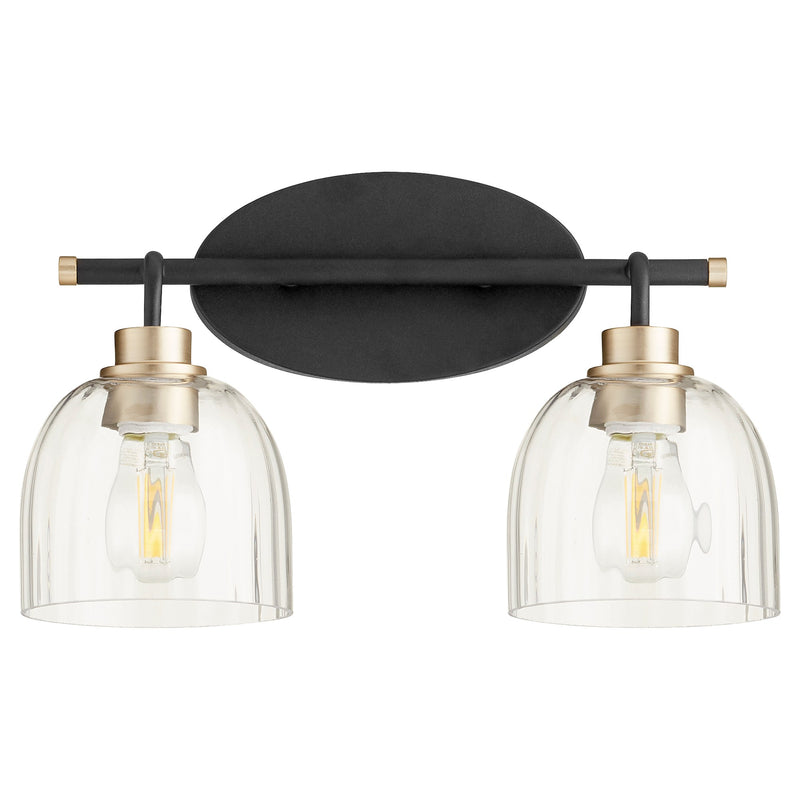 Espy 2 Light Vanity in Textured Black / Aged Brass