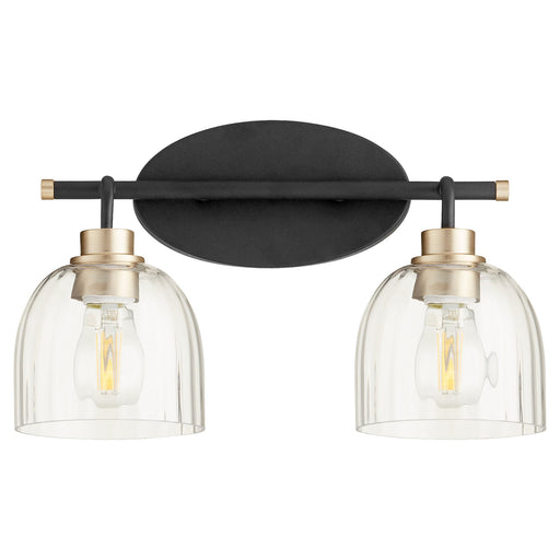Espy 2 Light Vanity in Textured Black / Aged Brass