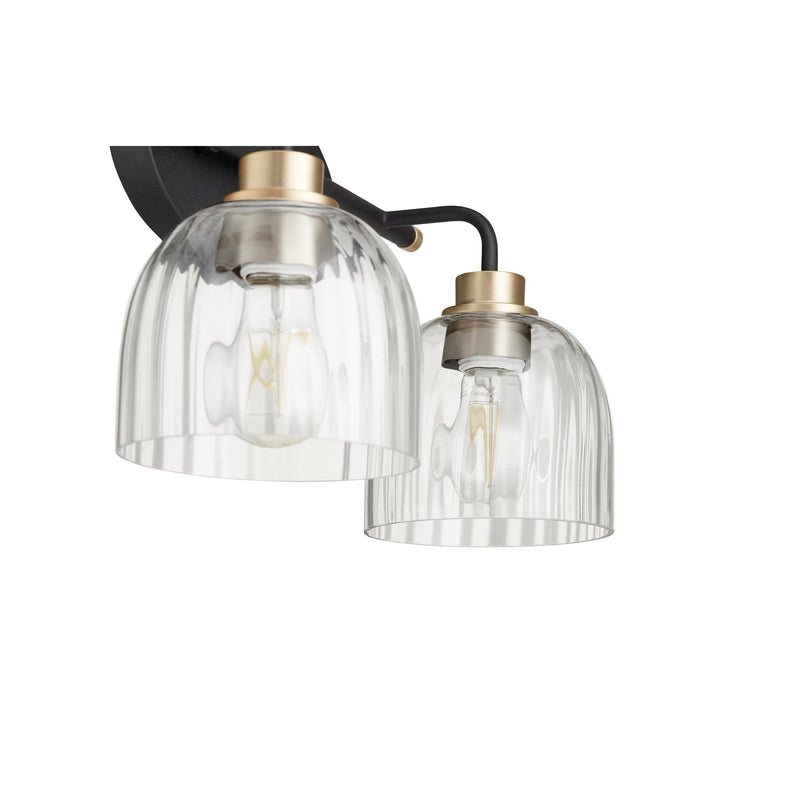 Espy 2 Light Vanity in Textured Black / Aged Brass
