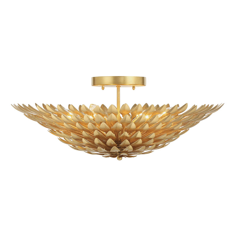 Broche 6 Light 24" Semi Flush Mount in Antique Gold