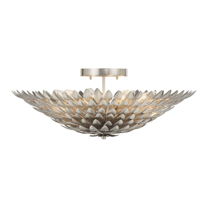 Broche 6 Light 24" Semi Flush Mount in Antique Silver