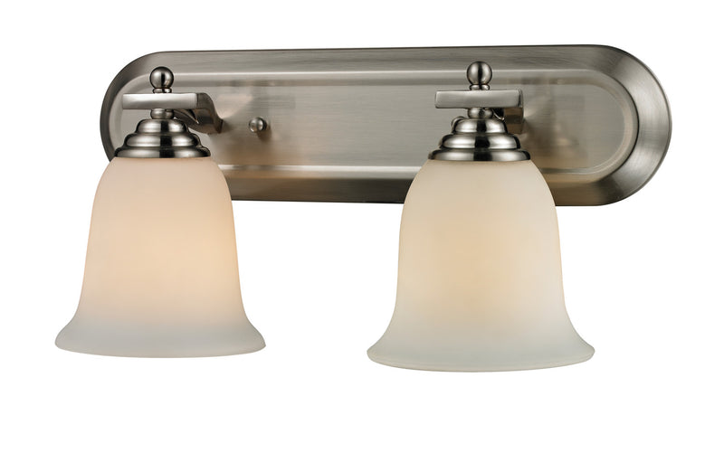 Lagoon 2-Light Vanity in Brushed Nickel with Matte Opal Glass - Lamps Expo