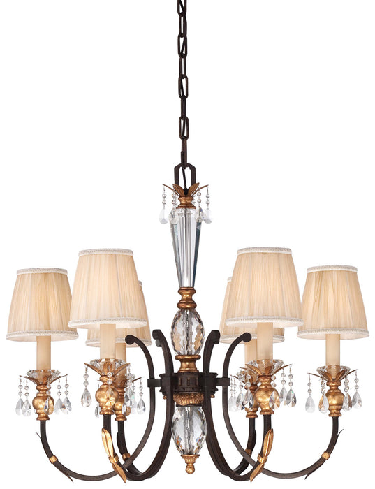 Bella Cristallo 6-Light Chandelier in French Bronze - Lamps Expo