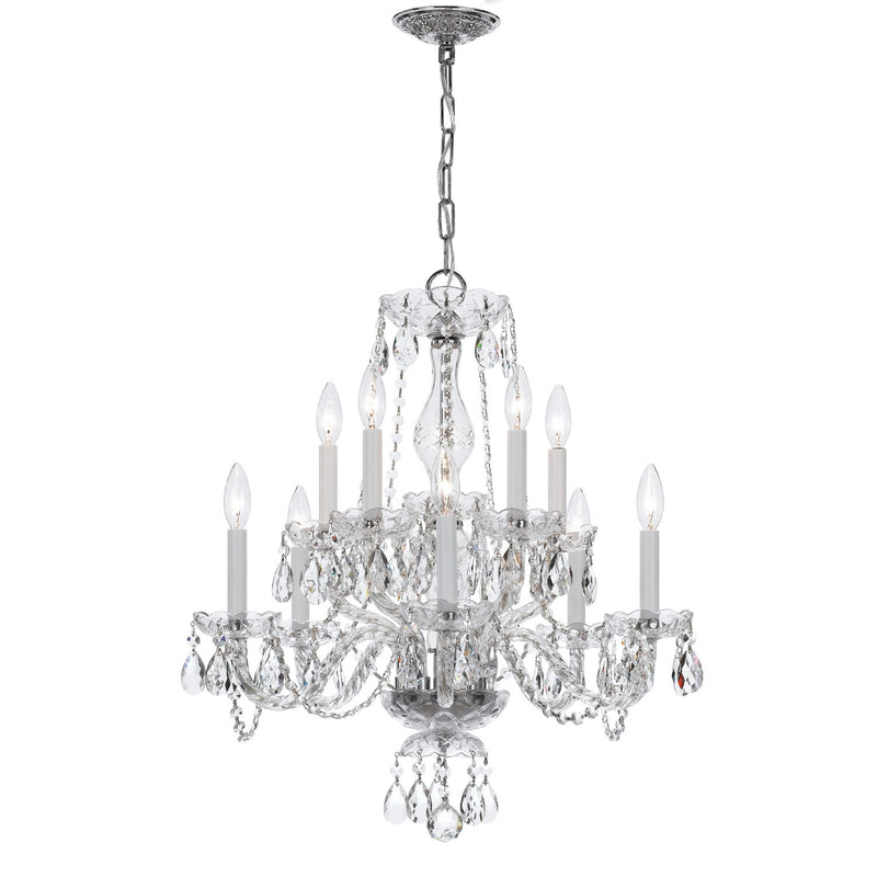 Traditional Crystal 10 Light 23" Chandelier in Polished Chrome