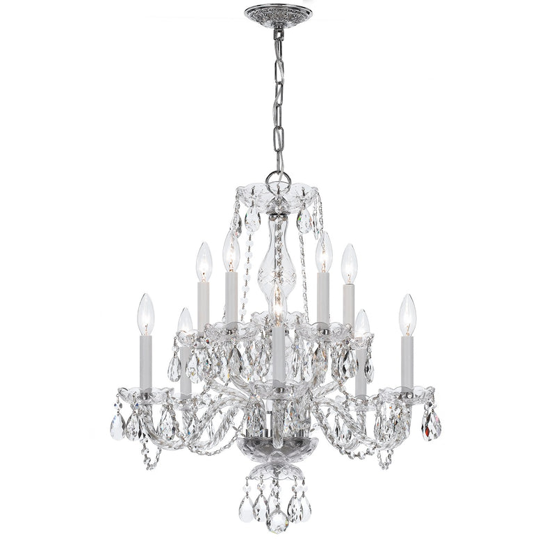 Traditional Crystal 10 Light 23" Chandelier in Polished Chrome