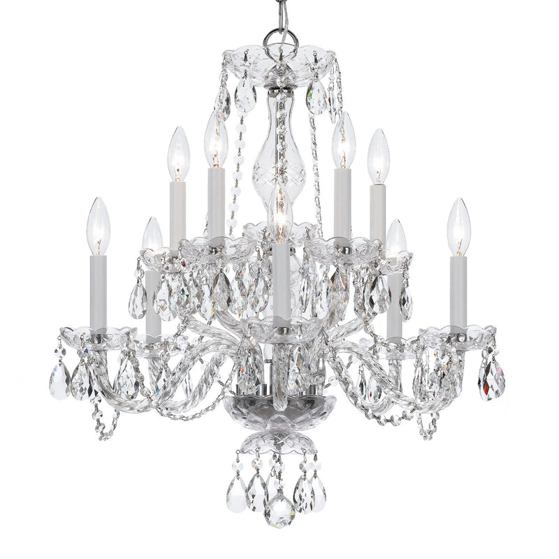 Traditional Crystal 10 Light 23" Chandelier in Polished Chrome