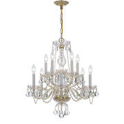 Traditional Crystal 10 Light 23" Chandelier in Polished Brass