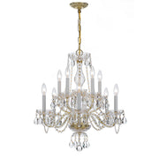 Traditional Crystal 10 Light 23" Chandelier in Polished Brass