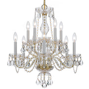 Traditional Crystal 10 Light 23" Chandelier in Polished Brass