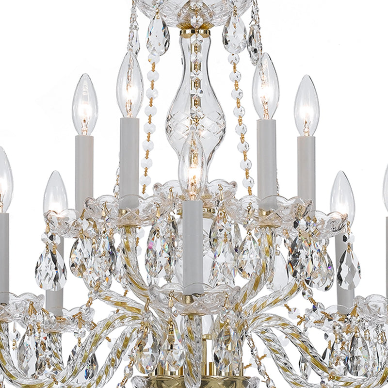 Traditional Crystal 10 Light 23" Chandelier in Polished Brass