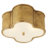 Basil Small 2-Light Flush Mount in Natural Brass