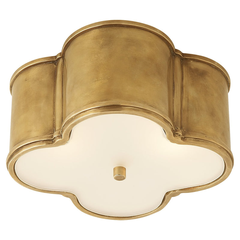 Basil Small 2-Light Flush Mount in Natural Brass
