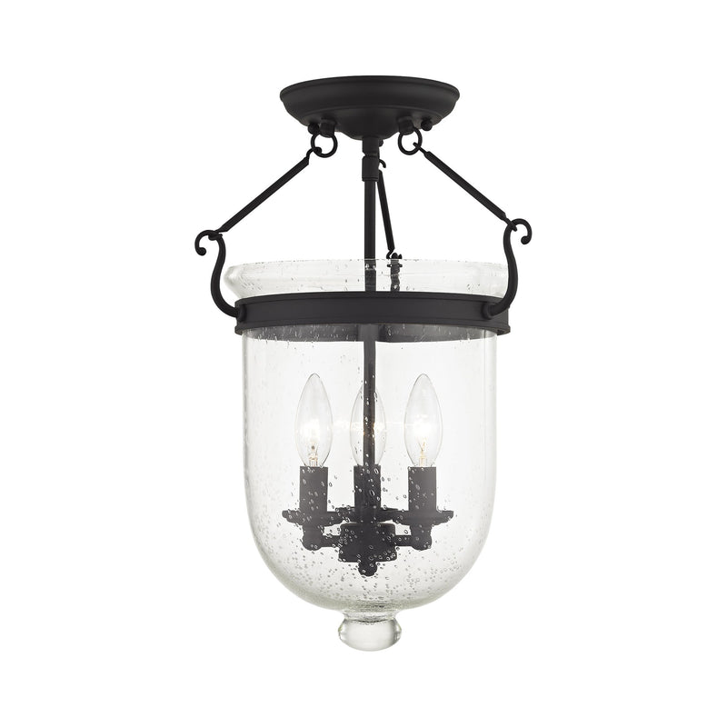Jefferson 3-Light 12" Semi-Flush Mount in Black