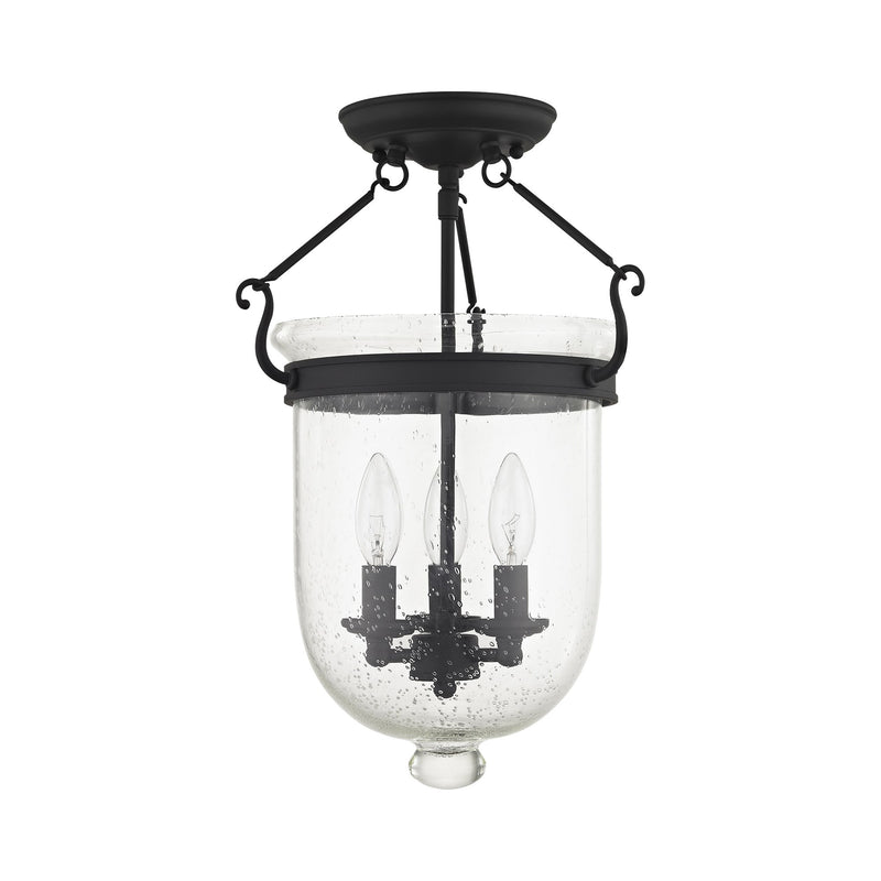 Jefferson 3-Light 12" Semi-Flush Mount in Black