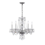 Traditional Crystal 5 Light 21" Chandelier in Polished Chrome