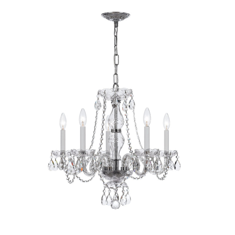 Traditional Crystal 5 Light 21" Chandelier in Polished Chrome