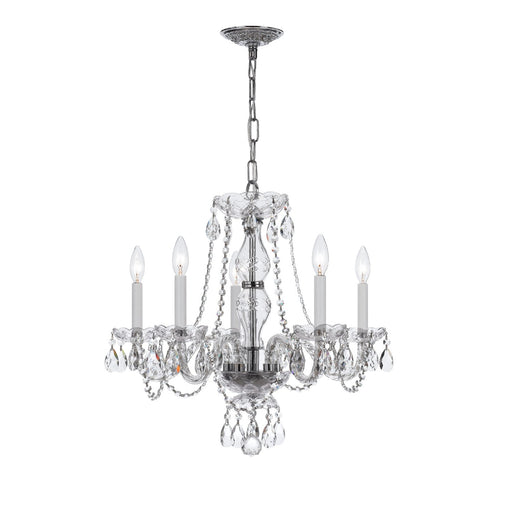 Traditional Crystal 5 Light 21" Chandelier in Polished Chrome