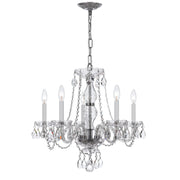 Traditional Crystal 5 Light 21" Chandelier in Polished Chrome