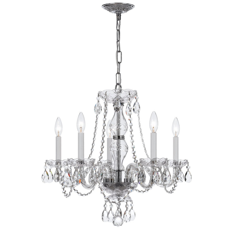 Traditional Crystal 5 Light 21" Chandelier in Polished Chrome